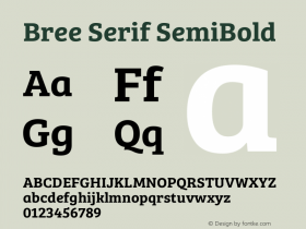 Bree Serif SemiBold Version 1.001; ttfautohint (v0.97) -l 8 -r 50 -G 200 -x 14 -f dflt -w G图片样张