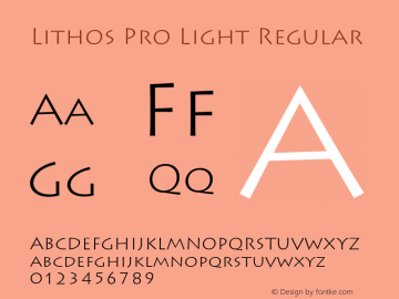 Lithos Pro Light Regular Version 2.020;PS 2.000;hotconv 1.0.51;makeotf.lib2.0.18671 Font Sample