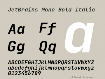 JetBrains Mono Bold Italic Version 2.241; ttfautohint (v1.8.3)图片样张