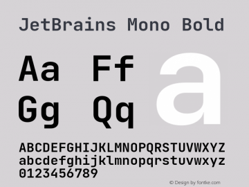 JetBrains Mono Bold Version 2.241; ttfautohint (v1.8.3)图片样张