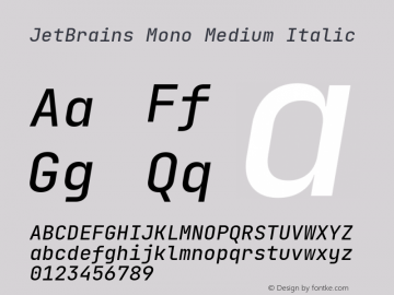 JetBrains Mono Medium Italic Version 2.241; ttfautohint (v1.8.3)图片样张