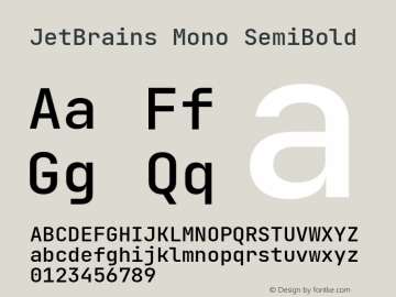 JetBrains Mono SemiBold Version 2.241; ttfautohint (v1.8.3)图片样张