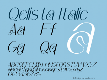 Qelista Italic Version 1.00;August 27, 2021;FontCreator 13.0.0.2683 64-bit图片样张
