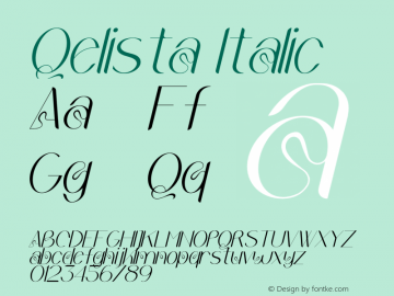 Qelista Italic Version 1.00;August 27, 2021;FontCreator 13.0.0.2683 64-bit图片样张