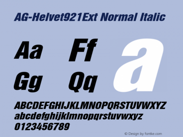 AG-Helvet921Ext Normal Italic 1.0 Sat Aug 20 08:25:07 1994图片样张