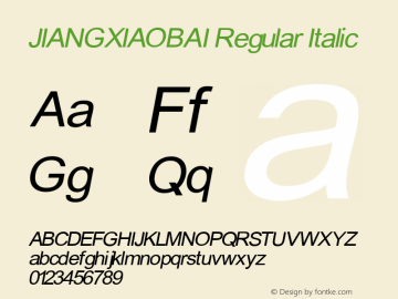 JIANGXIAOBAI Italic Version 1.00 2018图片样张