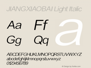 JIANGXIAOBAI Light Italic Version 1.00 2018图片样张