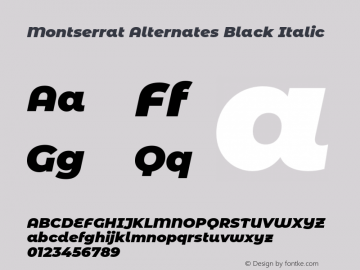 Montserrat Alternates Black Italic Version 7.221;hotconv 1.0.109;makeotfexe 2.5.65596图片样张