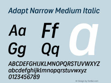 Adapt Narrow Medium Italic Version 1.033;hotconv 1.0.109;makeotfexe 2.5.65596图片样张