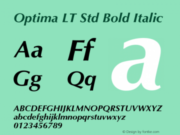 Optima LT Std Bold Italic OTF 1.029;PS 001.001;Core 1.0.33;makeotf.lib1.4.1585 Font Sample