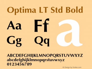 Optima LT Std Bold Version 2.020;PS 002.000;hotconv 1.0.50;makeotf.lib2.0.16970 Font Sample