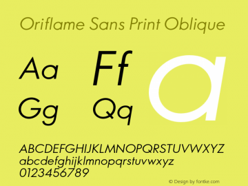 OriflameSansPrint-Oblique Version 1.000图片样张