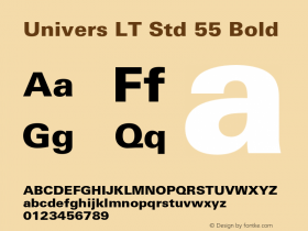 Univers LT Std 55 Bold OTF 1.029;PS 001.004;Core 1.0.33;makeotf.lib1.4.1585 Font Sample