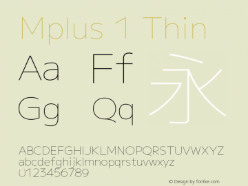 Mplus 1 Thin Version 1.000; ttfautohint (v1.8.3)图片样张