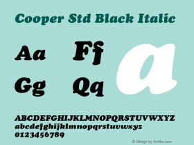 Cooper Std Black Italic Version 2.031;PS 002.000;hotconv 1.0.50;makeotf.lib2.0.16970图片样张