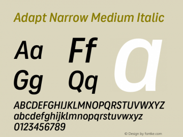 Adapt Narrow Medium Italic Version 1.033;hotconv 1.0.109;makeotfexe 2.5.65596图片样张