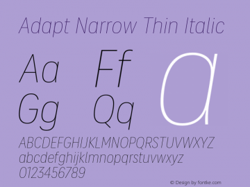 Adapt Narrow Thin Italic Version 1.033;hotconv 1.0.109;makeotfexe 2.5.65596图片样张