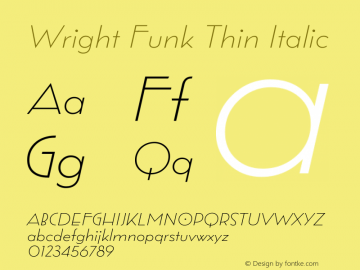 Wright Funk Thin Italic 1.000图片样张