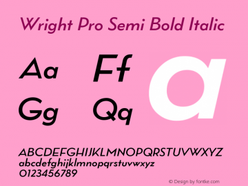 Wright Pro Semi Bold Italic 1.000图片样张