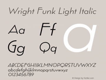 Wright Funk Light Italic 1.000图片样张