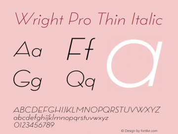 Wright Pro Thin Italic 1.000图片样张