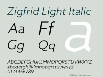 Zigfrid Light Italic 1.000图片样张