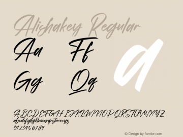 Alishakey Version 1.00;August 24, 2021;FontCreator 13.0.0.2683 64-bit图片样张