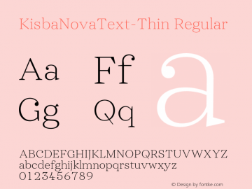 Kisba Nova Text W05 Thin Version 1.00图片样张