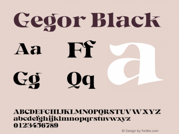 Gegor Black Version 1.000;hotconv 1.0.109;makeotfexe 2.5.65596图片样张