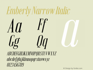 Emberly Narrow Italic Version 1.000图片样张