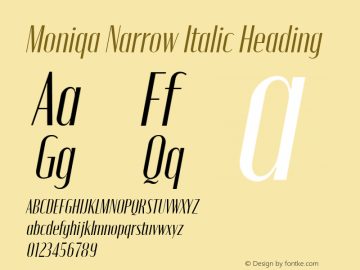 Moniqa Narrow Italic Heading Version 1.000图片样张