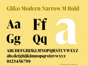 Gliko Modern Narrow M Bold Version 2.000;hotconv 1.0.109;makeotfexe 2.5.65596图片样张