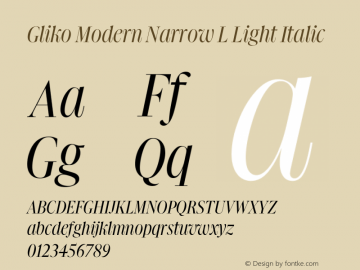 Gliko Modern Narrow L Light Italic Version 2.001图片样张