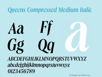 Queens Compressed Medium Italic Version 1.100 | web-TT图片样张