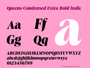 Queens Condensed Extra Bold Italic Version 1.100 | web-TT图片样张