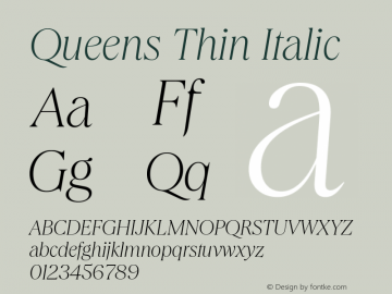 Queens Thin Italic Version 1.100 | web-TT图片样张