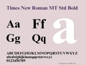 Times New Roman MT Std Bold Version 2.020;PS 002.000;hotconv 1.0.50;makeotf.lib2.0.16970 Font Sample