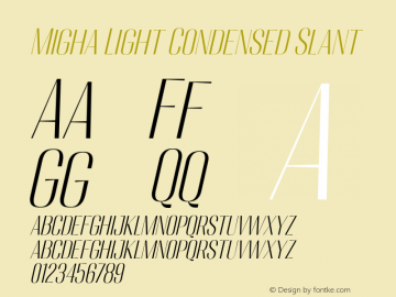 Migha-LightCondensedSlant Version 1.000图片样张