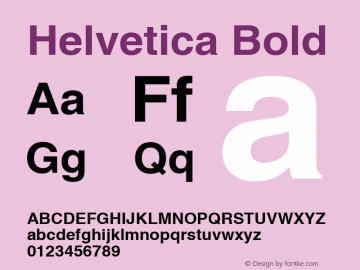 Helvetica Bold Version 1.3 (Hewlett-Packard) Font Sample