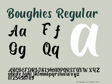 Boughies Regular Version 1.00;June 16, 2021;FontCreator 13.0.0.2681 64-bit图片样张