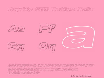 Joyride STD Outline Italic Version 1.003;Fontself Maker 3.5.4图片样张