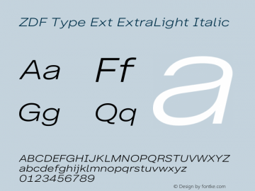 ZDF Type Ext ExtraLight Italic Version 1.100图片样张