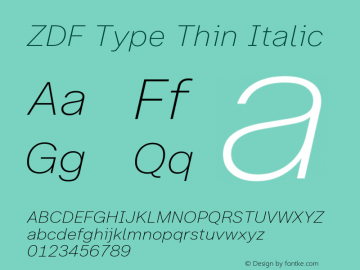 ZDF Type Thin Italic Version 1.100图片样张