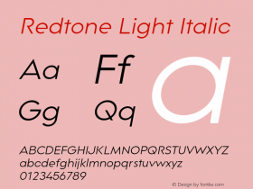 Redtone-LightItalic Version 1.000图片样张