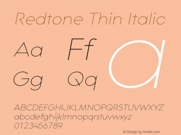 Redtone-ThinItalic Version 1.000图片样张