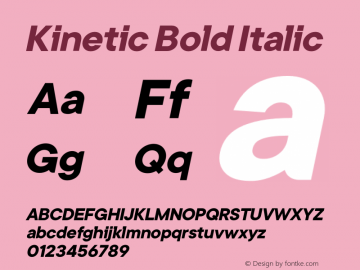 Kinetic Bold Italic Version 1.002;Fontself Maker 3.5.7图片样张