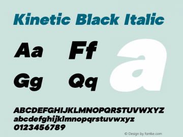 Kinetic Black Italic Version 1.002;Fontself Maker 3.5.7图片样张