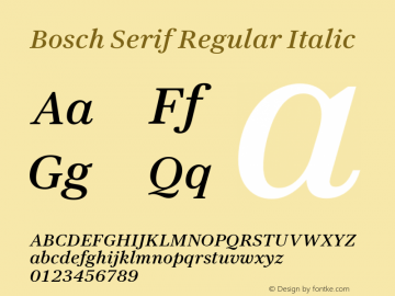 Bosch Serif Italic Version 3.30图片样张