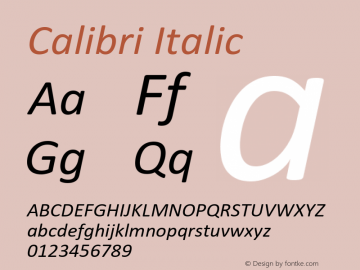 Calibri Italic Version 6.24图片样张