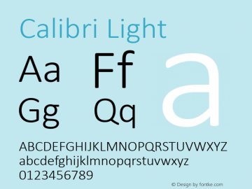 Calibri Light Version 6.24图片样张
